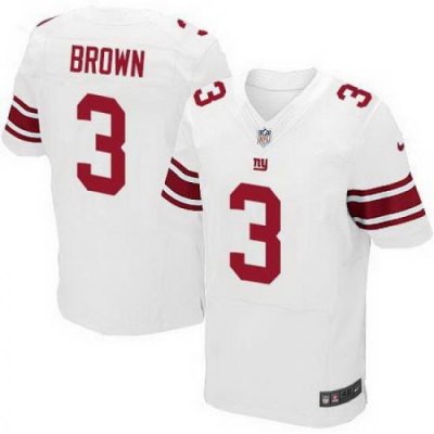 Nike Giants #3 Josh BroWn White Mens Stitched NFL Elite Jersey