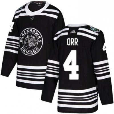 Mens Adidas Chicago Blackhawks 4 Bobby Orr Authentic Black 2019 Winter Classic NHL Jersey