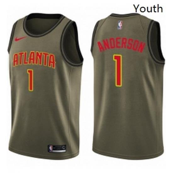 Youth Nike Atlanta Hawks 1 Justin Anderson Swingman Green Salute to Service NBA Jersey