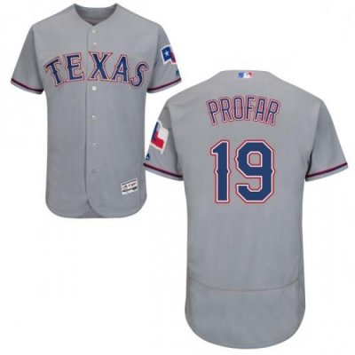 Mens Majestic Texas Rangers 19 Jurickson Profar Grey Road Flex Base Authentic Collection MLB Jersey