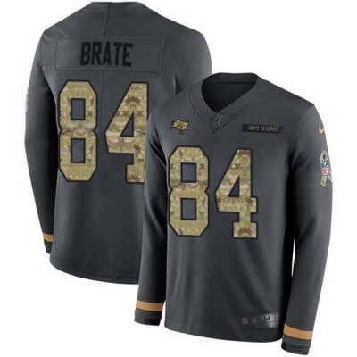 Nike Buccaneers 84 Cameron Brate Anthracite Salute to Service Men Stitched NFL Limited Therma Long Sleeve Jersey