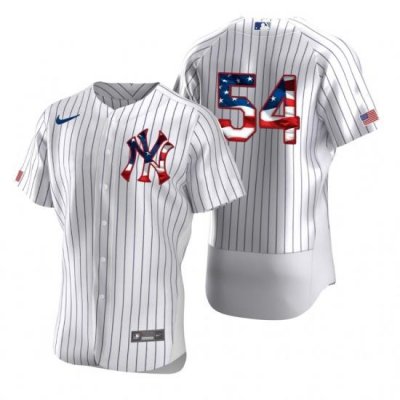 Men NeW York Yankees 54 Aroldis Chapman Men Nike White Fluttering USA Flag Limited Edition Flex Base MLB Jersey