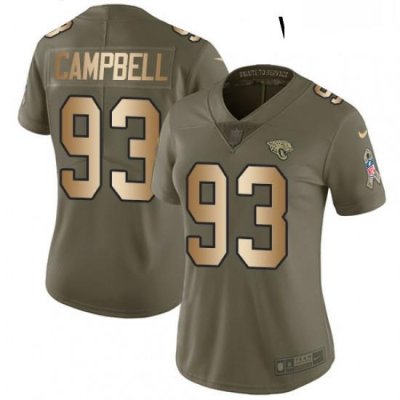 Womens Nike Jacksonville Jaguars 93 Calais Campbell Limited OliveGold 2017 Salute to Service NFL Jersey