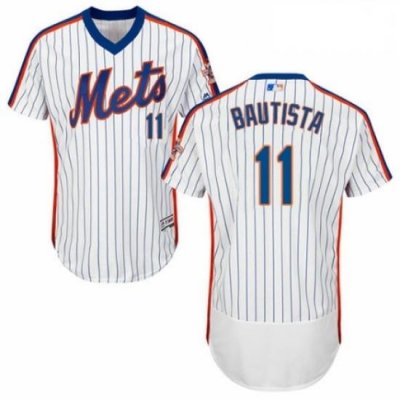 Mens Majestic New York Mets 11 Jose Bautista White Alternate Flex Base Authentic Collection MLB Jersey