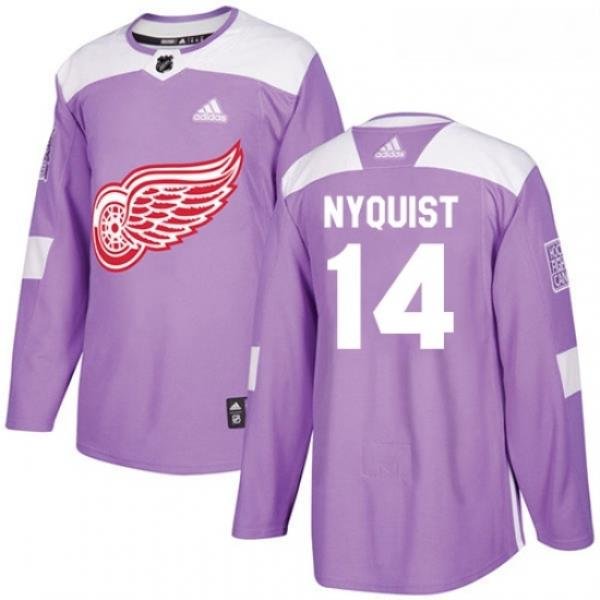 Youth Adidas Detroit Red Wings 14 Gustav Nyquist Authentic Purple Fights Cancer Practice NHL Jersey