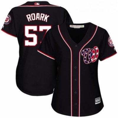 Womens Majestic Washington Nationals 57 Tanner Roark Authentic Navy Blue Alternate 2 Cool Base MLB Jersey