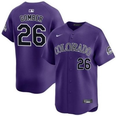 Men Colorado Rockies 26 Austin Gomber Purple Limited Stitched Baseball Jersey