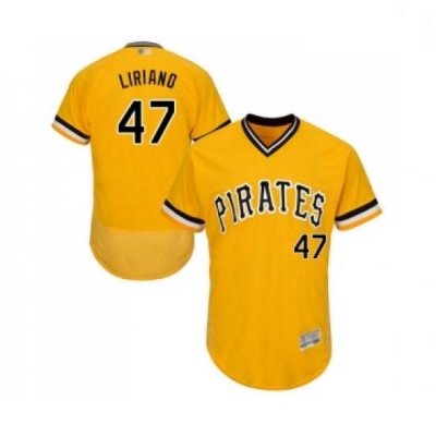 Mens Pittsburgh Pirates 47 Francisco Liriano Gold Alternate Flex Base Authentic Collection Baseball Jersey