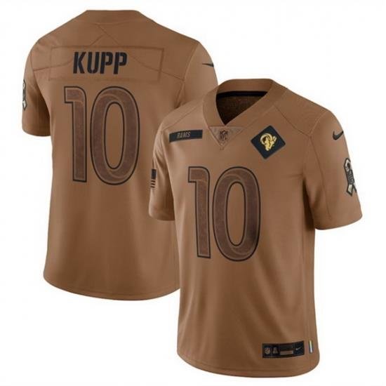 Men Los Angeles Rams 10 Cooper Kupp 2023 Brown Salute To Service Limited Stitched Football Jersey