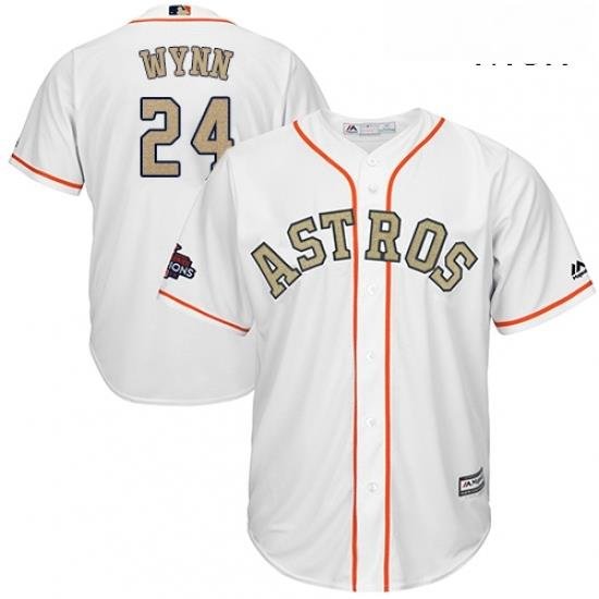 Mens Majestic Houston Astros 24 Jimmy Wynn Replica White 2018 Gold Program Cool Base MLB Jersey