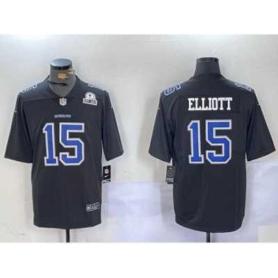 Men Dallas Cowboys 15 Ezekiel Elliott Black Throwback Vapor Untouchable Limited Stitched Football Jersey 2