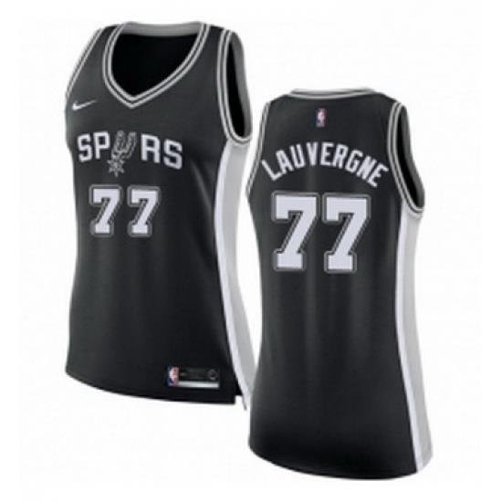 Womens Nike San Antonio Spurs 77 Joffrey Lauvergne Authentic Black Road NBA Jersey Icon Edition