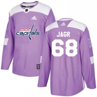 Mens Adidas Washington Capitals 68 Jaromir Jagr Authentic Purple Fights Cancer Practice NHL Jersey