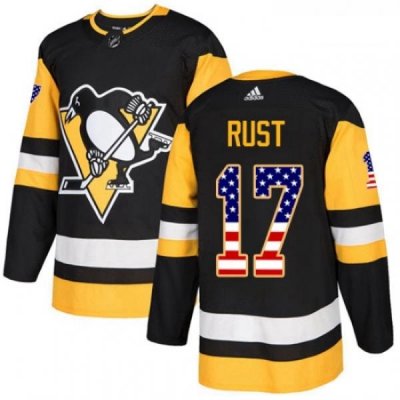 Youth Adidas Pittsburgh Penguins 17 Bryan Rust Authentic Black USA Flag Fashion NHL Jersey