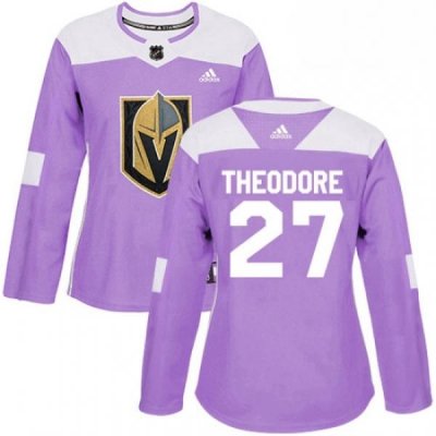 Womens Adidas Vegas Golden Knights 27 Shea Theodore Authentic Purple Fights Cancer Practice NHL Jersey