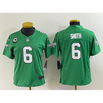 Women Philadelphia Eagles 6 DeVonta Smith Green 2023 F U S E  With C Patch Stitched Football Jersey  Run Small