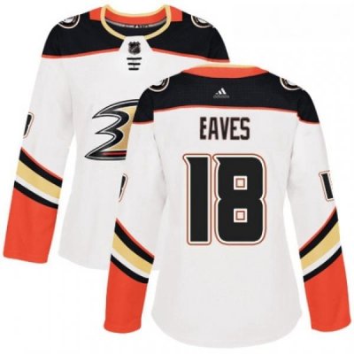 Womens Adidas Anaheim Ducks 18 Patrick Eaves Authentic White Away NHL Jersey