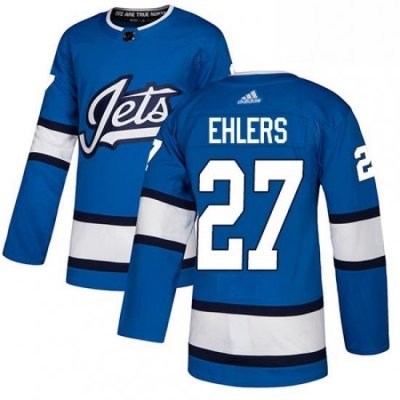 Mens Adidas Winnipeg Jets 27 Nikolaj Ehlers Authentic Blue Alternate NHL Jersey