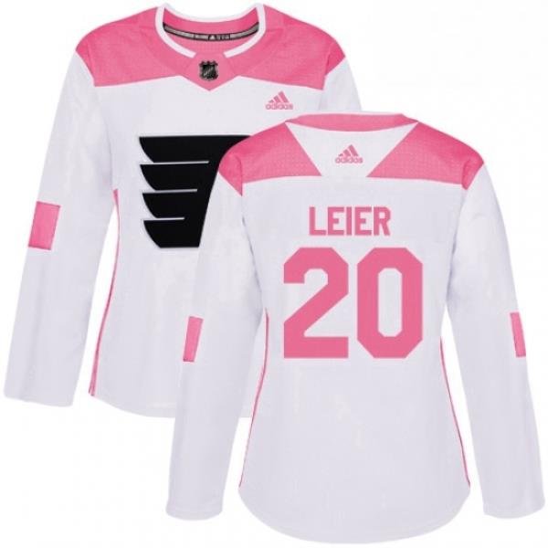 Womens Adidas Philadelphia Flyers 20 Taylor Leier Authentic WhitePink Fashion NHL Jersey