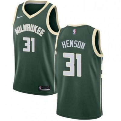 Mens Nike Milwaukee Bucks 31 John Henson Swingman Green Road NBA Jersey Icon Edition