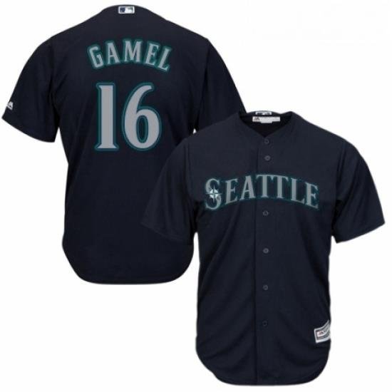 Youth Majestic Seattle Mariners 16 Ben Gamel Authentic Navy Blue Alternate 2 Cool Base MLB Jersey