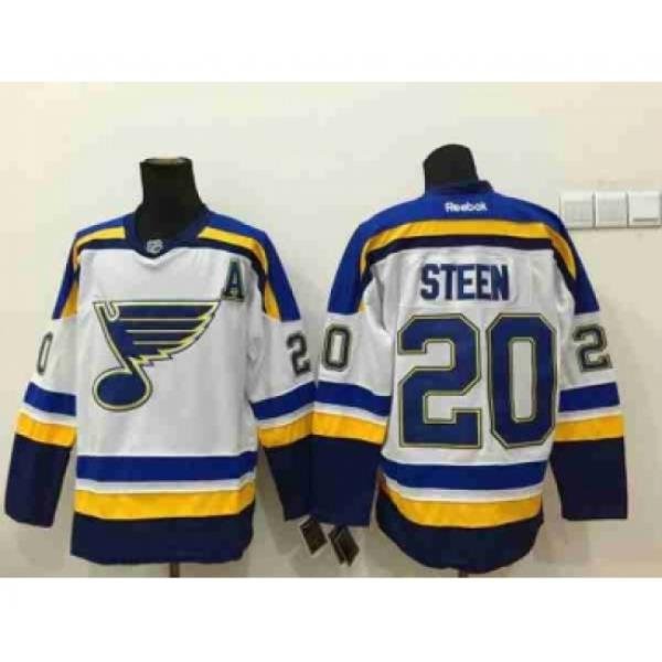 nhl jerseys st. louis blues #20 steen white[patch A]