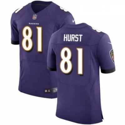 Mens Nike Baltimore Ravens 81 Hayden Hurst Purple Elite Player NFL Jersey