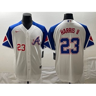 MLB Braves 23 Harris II White City Connect Nike Cool Base Men Jersey 8