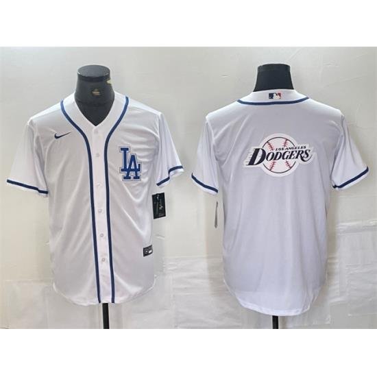 Men Los Angeles Dodgers Team Big Logo White Cool Base Stitched Baseball Jersey 2