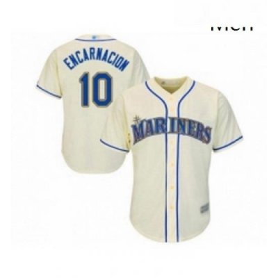 Mens Seattle Mariners 10 Edwin Encarnacion Replica Cream Alternate Cool Base Baseball Jersey