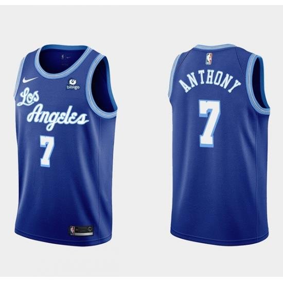 Men Los Angeles Lakers 7 Carmelo Anthony Blue Bibigo Stitched NBA Jersey