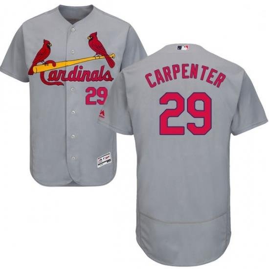 Mens Majestic St Louis Cardinals 29 Chris Carpenter Grey Road Flex Base Authentic Collection MLB Jersey