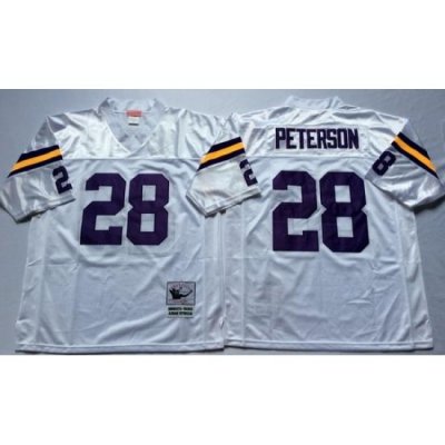 Men Minnesota Vikings 28 Adrian Peterson White M&N Throwback Jersey