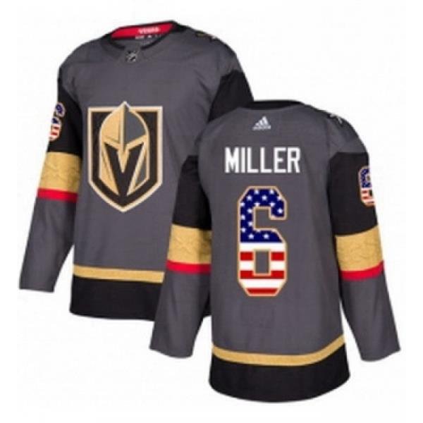 Youth Adidas Vegas Golden Knights 6 Colin Miller Authentic Gray USA Flag Fashion NHL Jersey