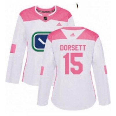 Womens Adidas Vancouver Canucks 15 Derek Dorsett Authentic WhitePink Fashion NHL Jersey