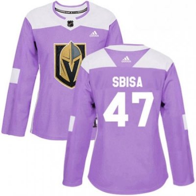 Womens Adidas Vegas Golden Knights 47 Luca Sbisa Authentic Purple Fights Cancer Practice NHL Jersey