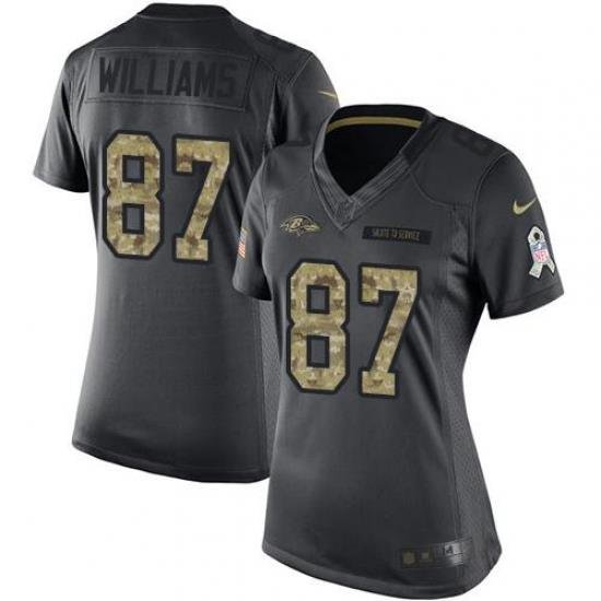 Nike Ravens #87 Maxx Williams Black Womens Stitched NFL Limited 2016 Salute to Service Jersey