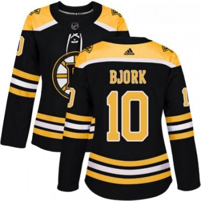 Womens Adidas Boston Bruins 10 Anders Bjork Premier Black Home NHL Jersey