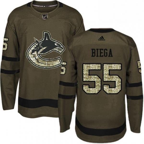 Youth Adidas Vancouver Canucks 55 Alex Biega Premier Green Salute to Service NHL Jersey