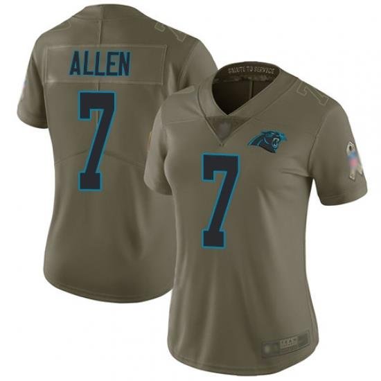 Women Panthers 7 Kyle Allen Olive Stitched Football Limited 2017 Salute to Service Jersey