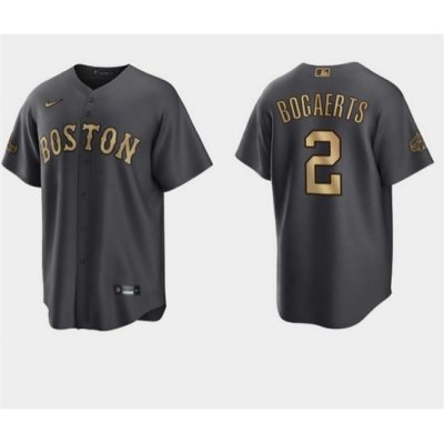 Men Boston Red Sox 2 Xander Bogaerts 2022 All Star Charcoal Cool Base Stitched Jersey