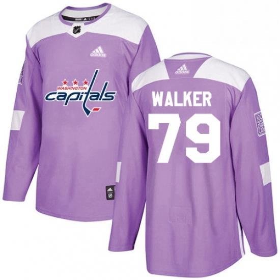 Mens Adidas Washington Capitals 79 Nathan Walker Authentic Purple Fights Cancer Practice NHL Jersey