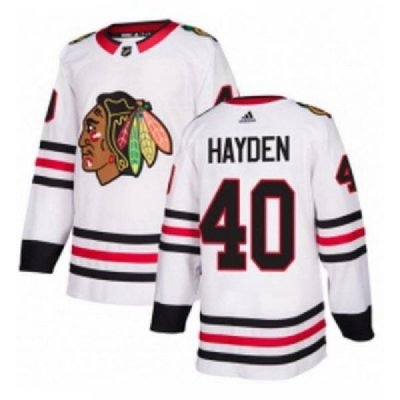 Youth Adidas Chicago Blackhawks 40 John Hayden Authentic White Away NHL Jersey