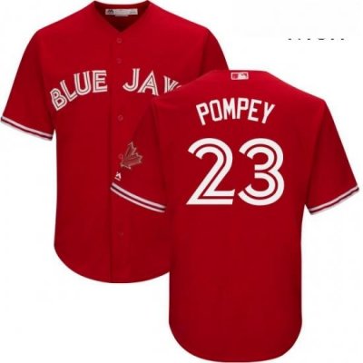 Mens Majestic Toronto Blue Jays 23 Dalton Pompey Replica Scarlet Alternate Cool Base MLB Jersey