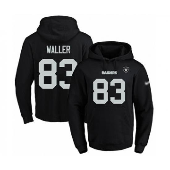 Football Mens Oakland Raiders 83 Darren Waller Black Name Number Pullover Hoodie