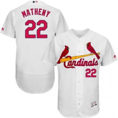 Mens Majestic St Louis Cardinals 22 Mike Matheny White Home Flex Base Authentic Collection MLB Jersey