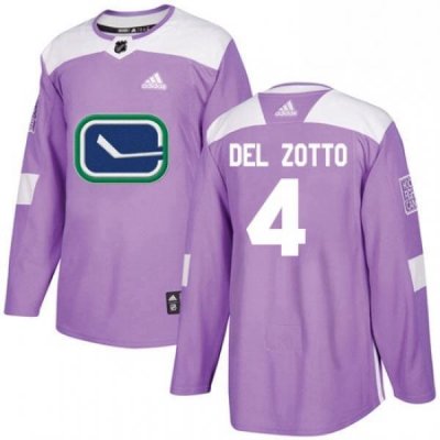 Youth Adidas Vancouver Canucks 4 Michael Del Zotto Authentic Purple Fights Cancer Practice NHL Jersey