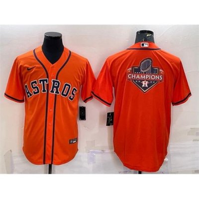 Men Houston Astros Orange 2022 World Series Champions Team Big Logo Cool Base Stitched Jersey