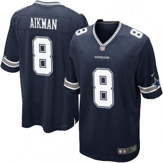 Mens Nike Dallas Cowboys 8 Troy Aikman Game Navy Blue Team Color NFL Jersey