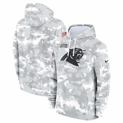 Men Carolina Panthers 2024 Arctic Camo Salute To Service Club Fleece Pullover Stitched Hoodie